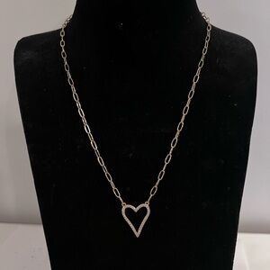 NWT Diamonique Heart Pendant Paper Clip Necklace